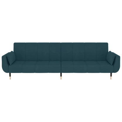 Slaapbank 2-Zits Met 2 Kussens Fluweel Blauw met kussens