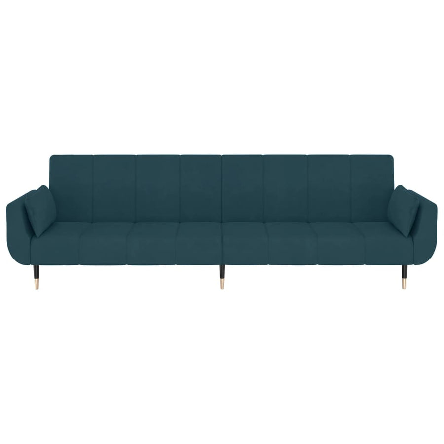 Slaapbank 2-Zits Met 2 Kussens Fluweel Blauw met kussens