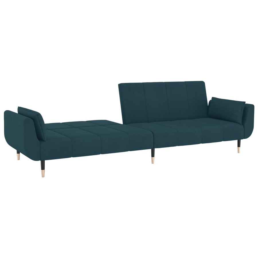 Slaapbank 2-Zits Met 2 Kussens Fluweel Blauw met kussens