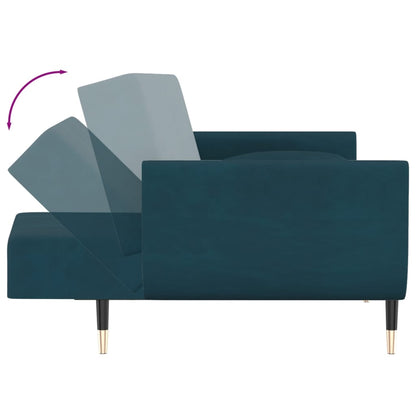 Slaapbank 2-Zits Met 2 Kussens Fluweel Blauw met kussens