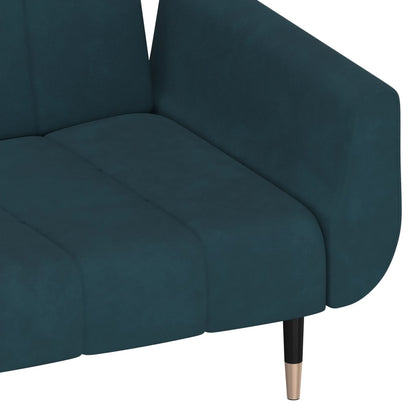 Slaapbank 2-Zits Met 2 Kussens Fluweel Blauw met kussens