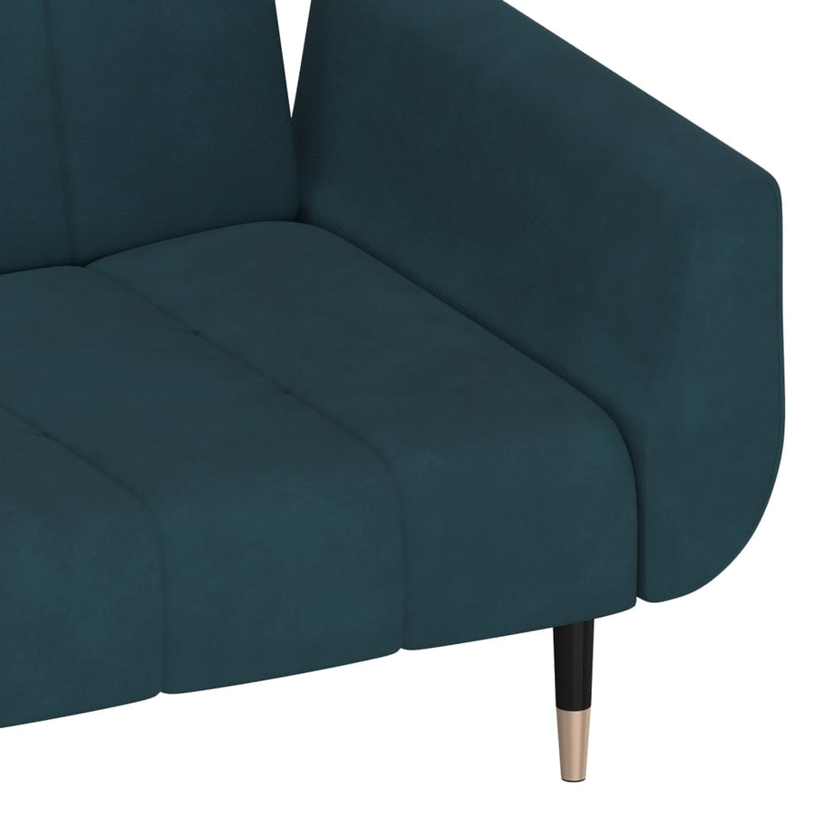 Slaapbank 2-Zits Met 2 Kussens Fluweel Blauw met kussens