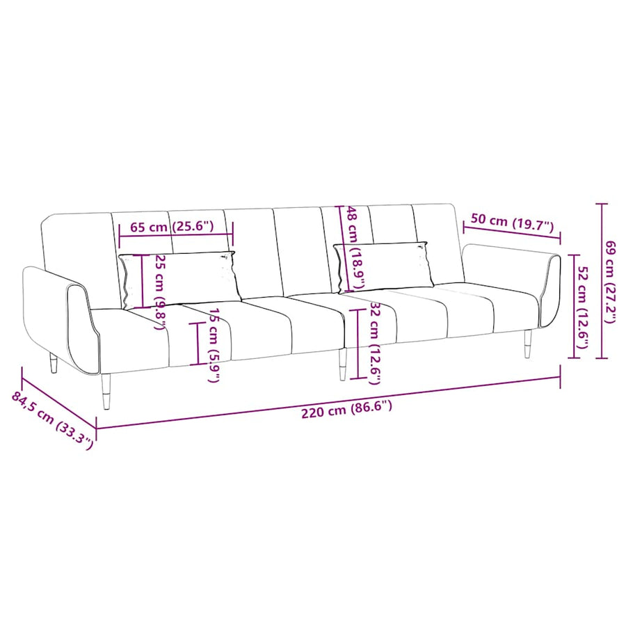 Slaapbank 2-Zits Met 2 Kussens Fluweel Donkergroen