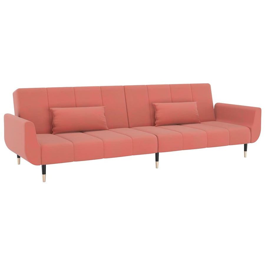 Slaapbank 2-Zits Met 2 Kussens Fluweel Roze met kussens