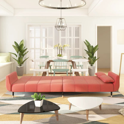 Slaapbank 2-Zits Met 2 Kussens Fluweel Roze met kussens