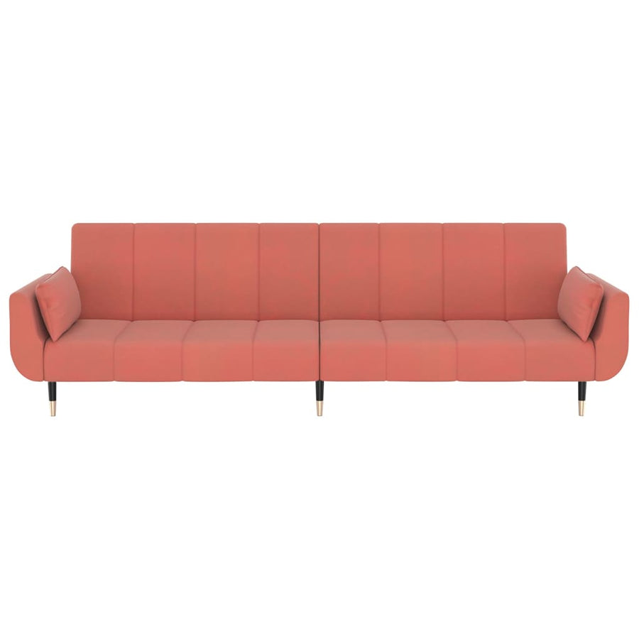 Slaapbank 2-Zits Met 2 Kussens Fluweel Roze met kussens