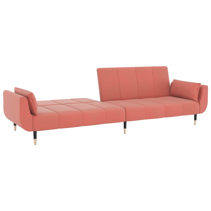 Slaapbank 2-Zits Met 2 Kussens Fluweel Roze met kussens
