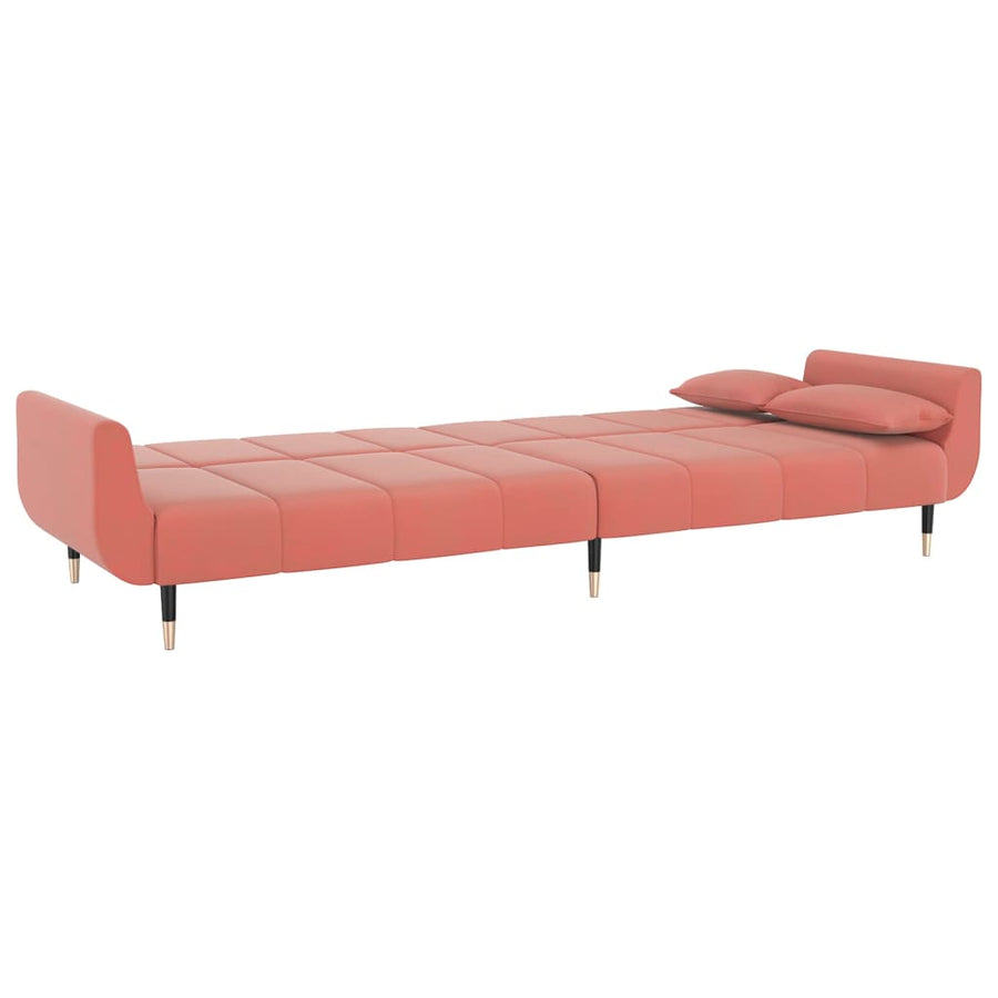 Slaapbank 2-Zits Met 2 Kussens Fluweel Roze met kussens