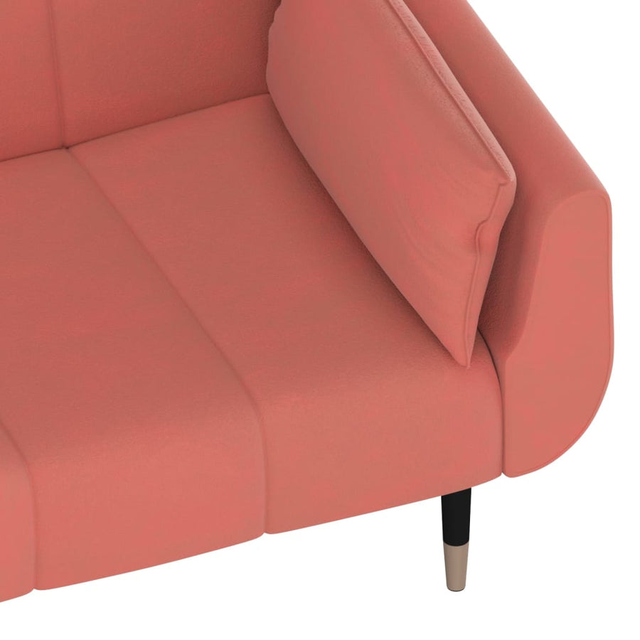 Slaapbank 2-Zits Met 2 Kussens Fluweel Roze met kussens