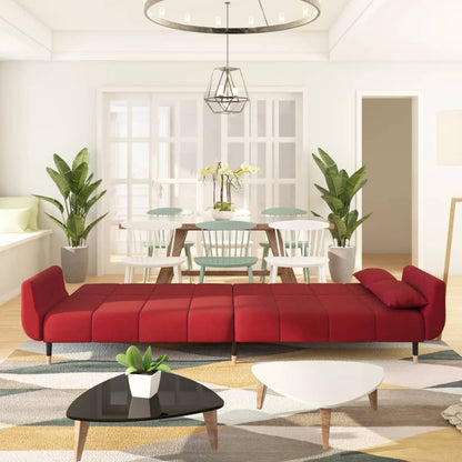 Slaapbank 2-Zits Met 2 Kussens Fluweel Wijnrood met kussens