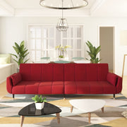 Slaapbank 2-zits fluweel wijnrood 220x84.5x69 cm