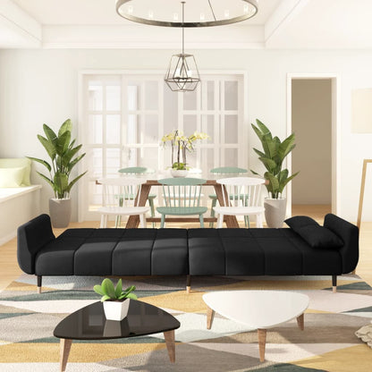 Slaapbank 2-Zits Met 2 Kussens Fluweel Zwart met kussens