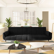 Slaapbank 2-zits fluweel zwart 220x84.5x69 cm