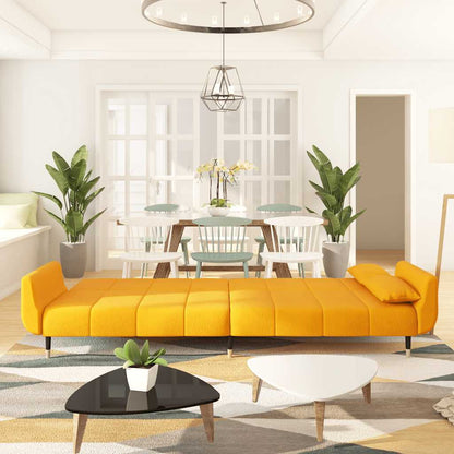 Slaapbank 2-Zits Met 2 Kussens Fluweel Geel