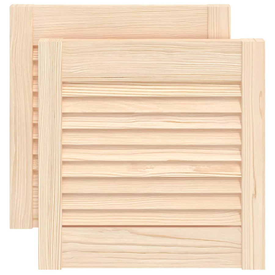 Kastdeuren met lamellen 2 st 39,5x39,4 cm massief grenenhout 2 39.5 x 39.4 cm Naturel