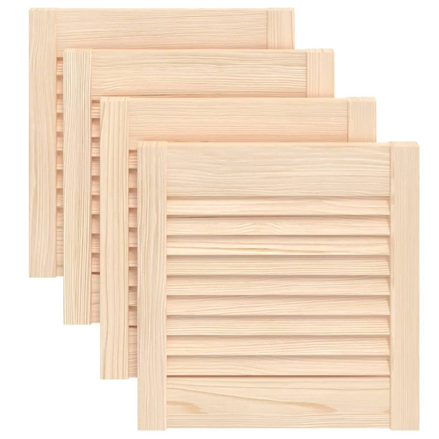 Kastdeuren met lamellen 4 st 39,5x39,4 cm massief grenenhout 39.5 x 39.4 cm Naturel