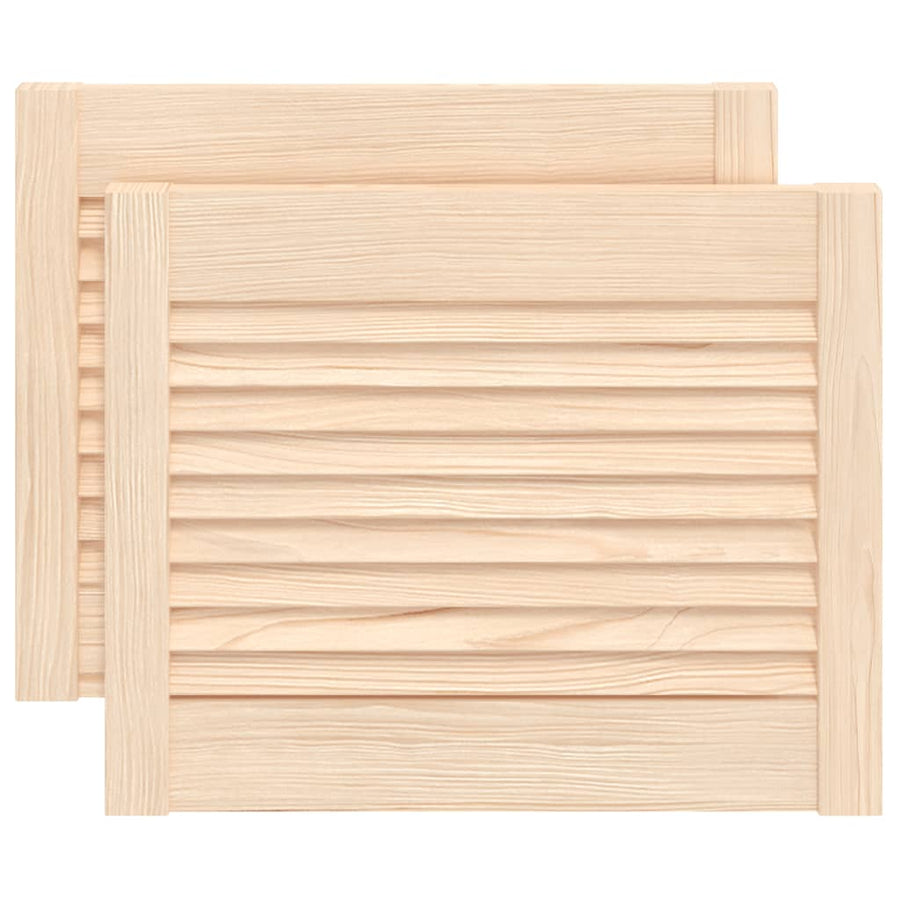 Kastdeuren met lamellen 2 st 39,5x49,4 cm massief grenenhout 2 39.5 x 49.4 cm Naturel