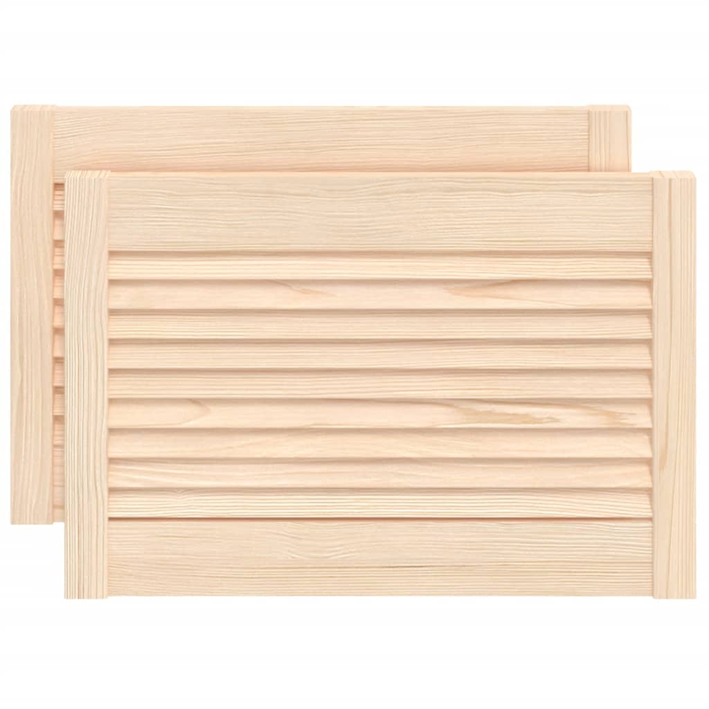 Kastdeuren met lamellen 2 st 39,5x59,4 cm massief grenenhout 2 39.5 x 59.4 cm Naturel