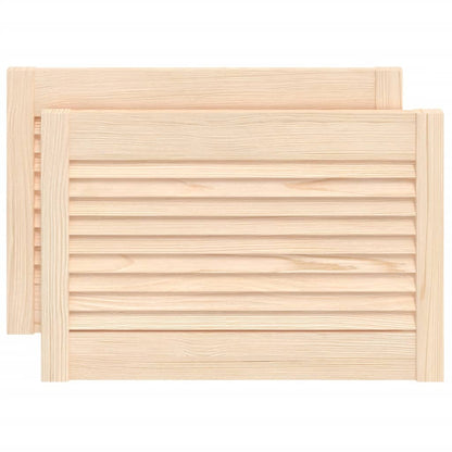 Kastdeuren met lamellen 2 st 39,5x59,4 cm massief grenenhout 2 39.5 x 59.4 cm Naturel