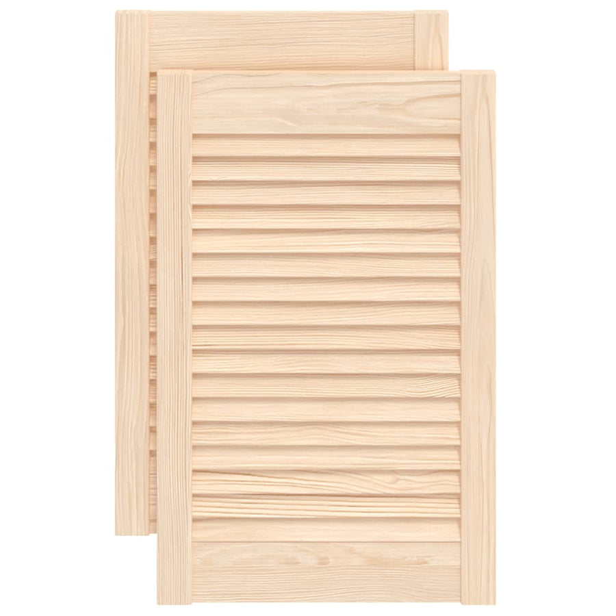 Kastdeuren met lamellen 2 st 61,5x39,4 cm massief grenenhout 2 61.5 x 39.4 cm Naturel