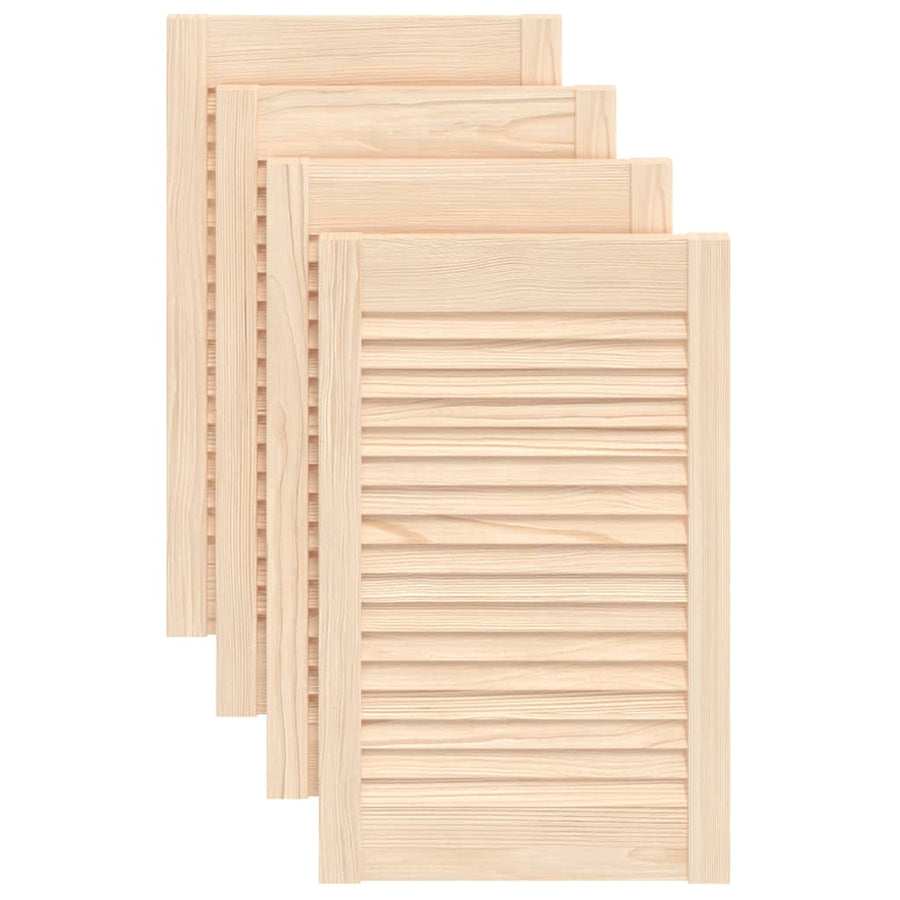 Kastdeuren met lamellen 4 st 61,5x39,4 cm massief grenenhout 61.5 x 39.4 cm Naturel