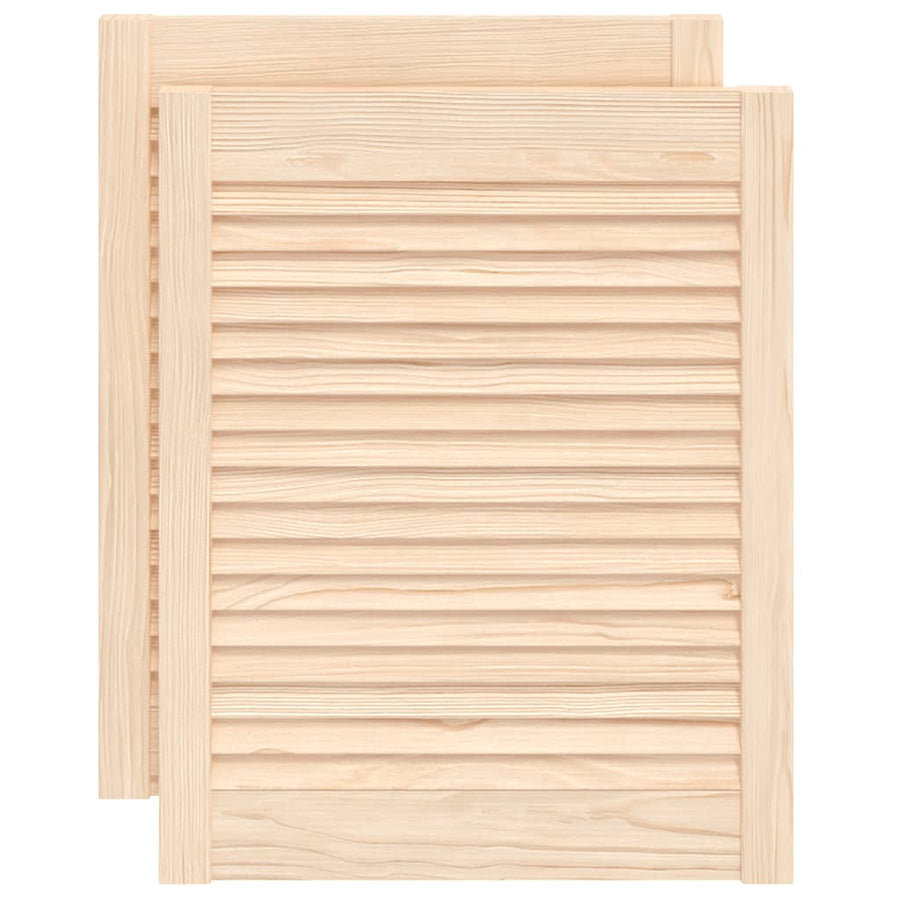 Kastdeuren met lamellen 2 st 61,5x49,4 cm massief grenenhout 2 61.5 x 49.4 cm Naturel