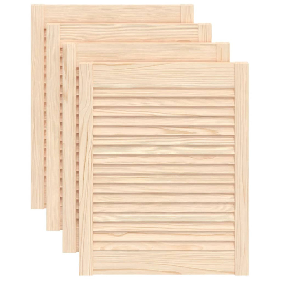 Kastdeuren met lamellen 4 st 61,5x49,4 cm massief grenenhout 61.5 x 49.4 cm Naturel