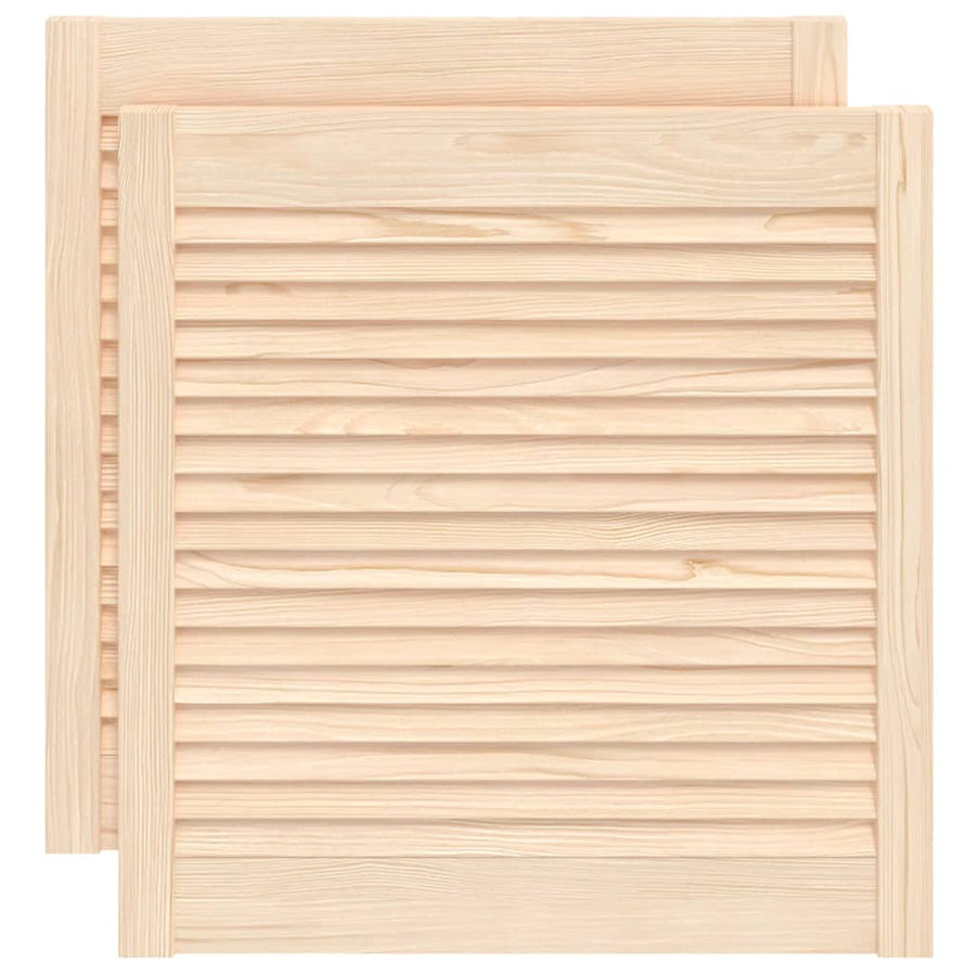 Kastdeuren met lamellen 2 st 61,5x59,4 cm massief grenenhout 2 61.5 x 59.4 cm Naturel