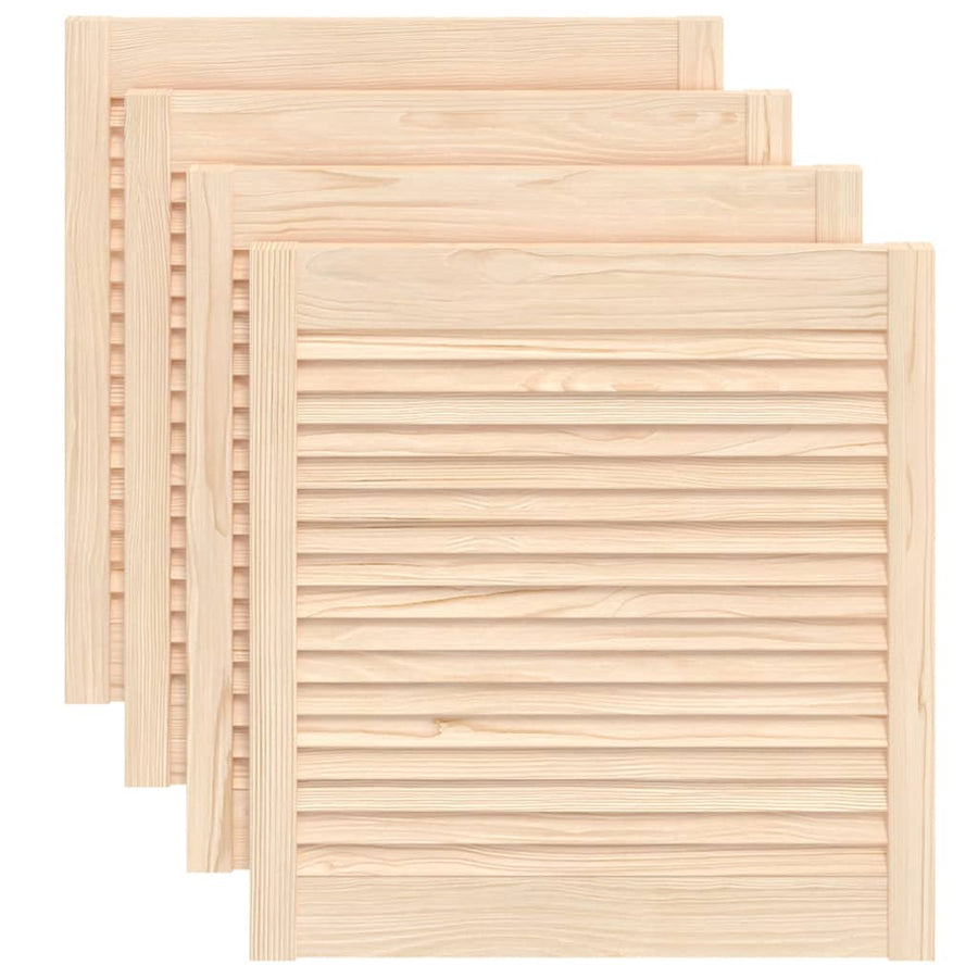 Kastdeuren met lamellen 4 st 61,5x59,4 cm massief grenenhout 61.5 x 59.4 cm Naturel