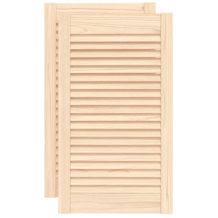 Kastdeuren met lamellen 2 st 69x39,4 cm massief grenenhout 2 69 x 39.4 cm Naturel