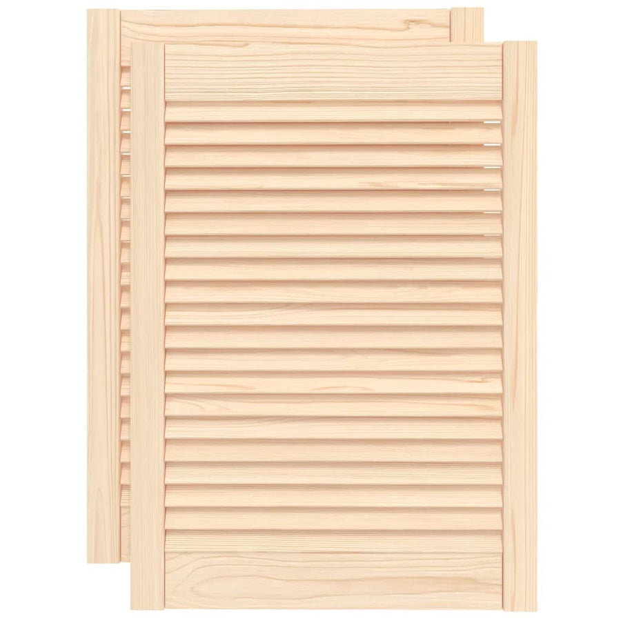 Kastdeuren met lamellen 2 st 69x49,4 cm massief grenenhout 2 69 x 49.4 cm Naturel