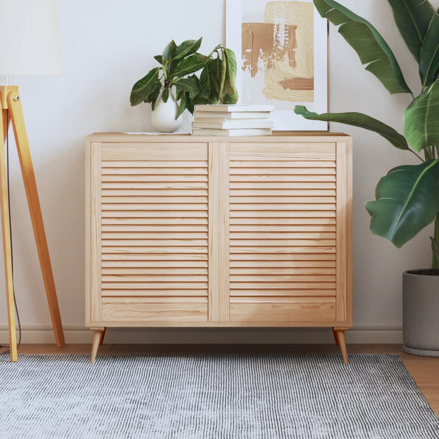 Kastdeuren met lamellen 2 st 69x49,4 cm massief grenenhout 2 69 x 49.4 cm Naturel