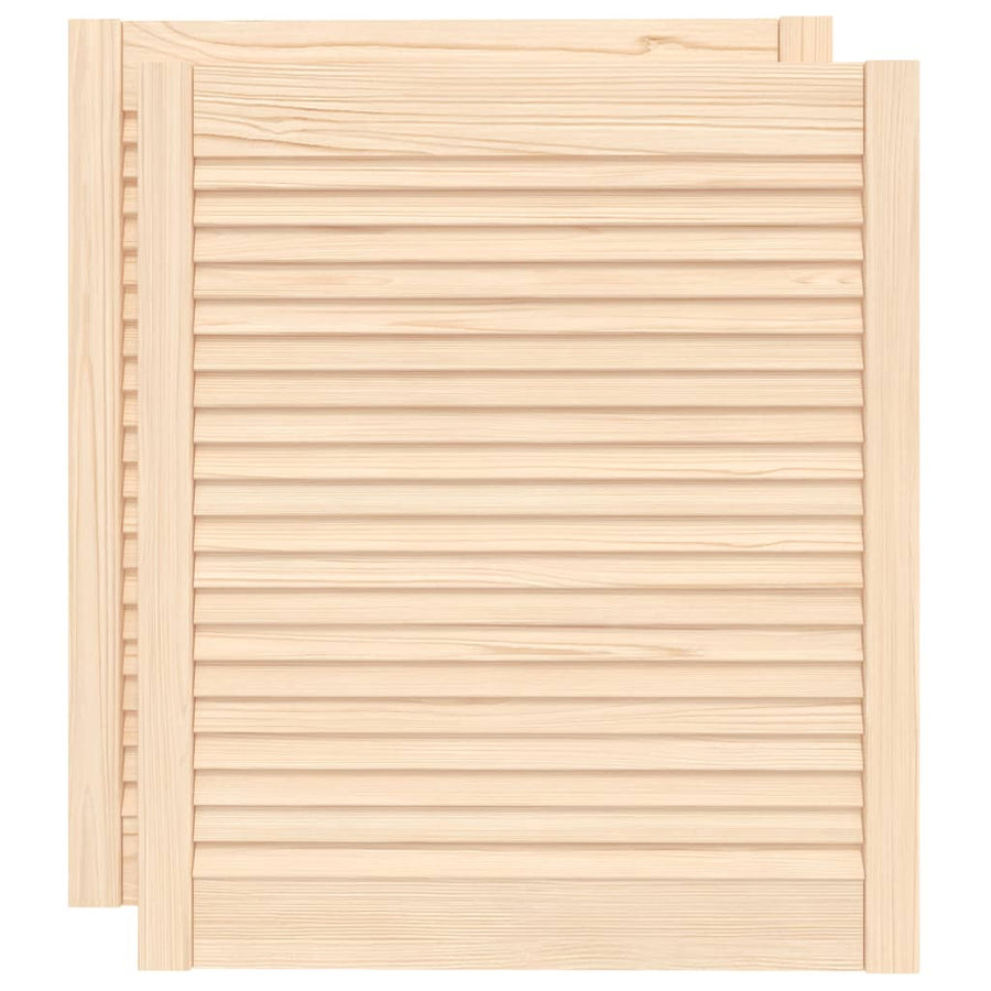 Kastdeuren met lamellen 2 st 69x59,4 cm massief grenenhout 2 69 x 59.4 cm Naturel