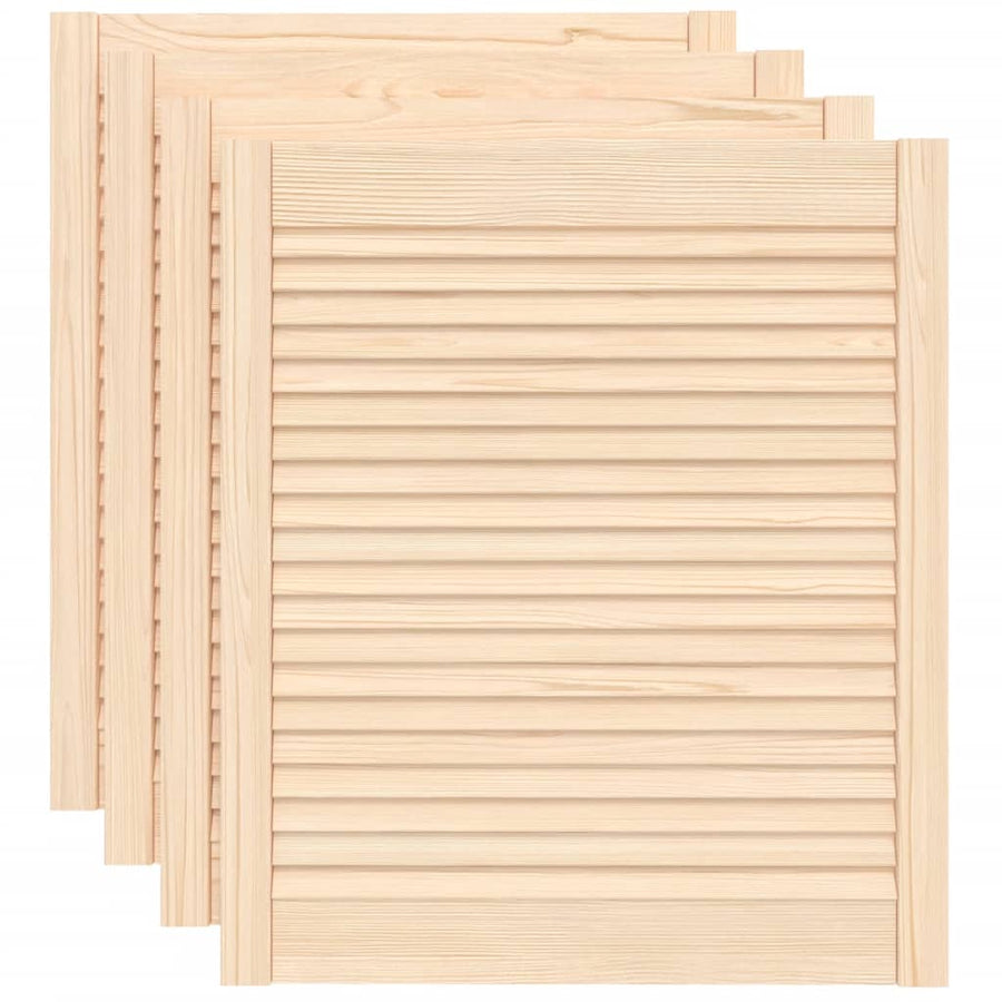 Kastdeuren met lamellen 4 st 69x59,4 cm massief grenenhout 4 69 x 59.4 cm Naturel