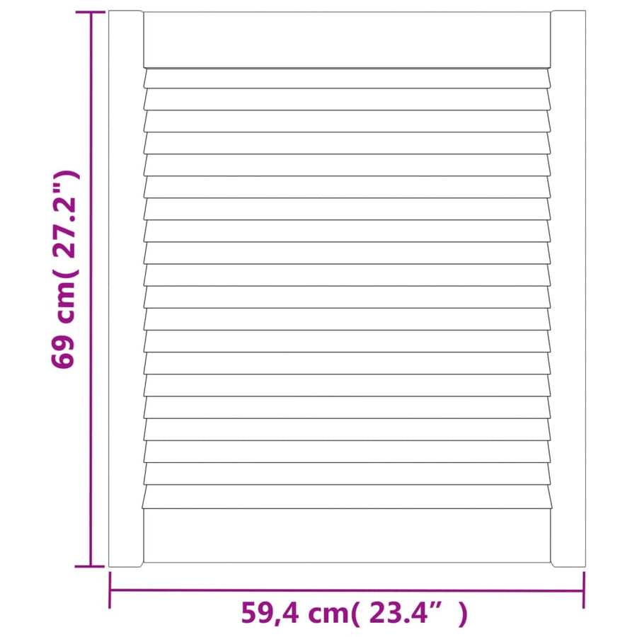 Kastdeuren met lamellen 4 st 69x59,4 cm massief grenenhout 4 69 x 59.4 cm Naturel