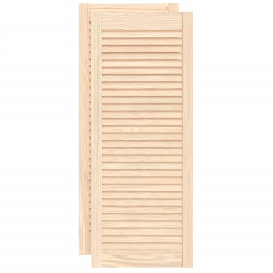 Kastdeuren met lamellen 2 st 99,3x39,4 cm massief grenenhout 2 99.3 x 39.4 cm Naturel