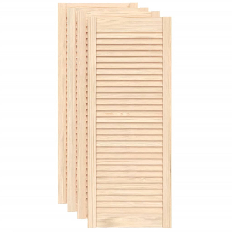 Kastdeuren met lamellen 4 st 99,3x39,4 cm massief grenenhout 99.3 x 39.4 cm Naturel