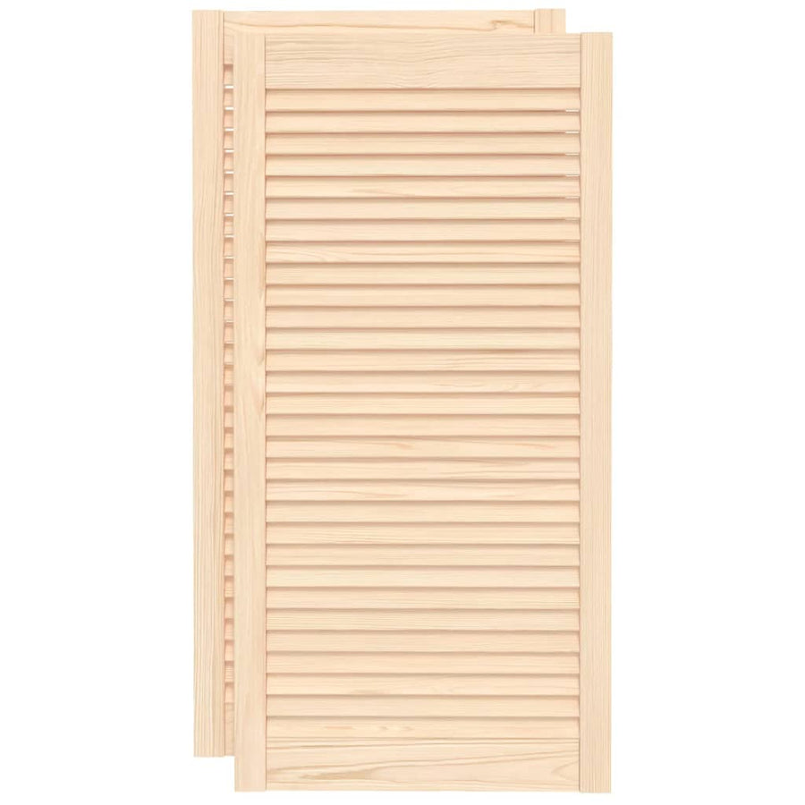 Kastdeuren met lamellen 2 st 99,3x49,4 cm massief grenenhout 2 99.3 x 49.4 cm Naturel