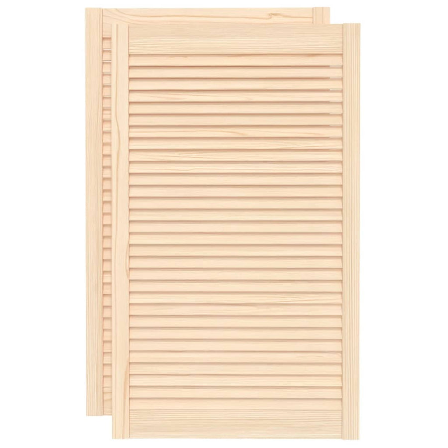 Kastdeuren met lamellen 2 st 99,3x59,4 cm massief grenenhout 2 99.3 x 59.4 cm Naturel