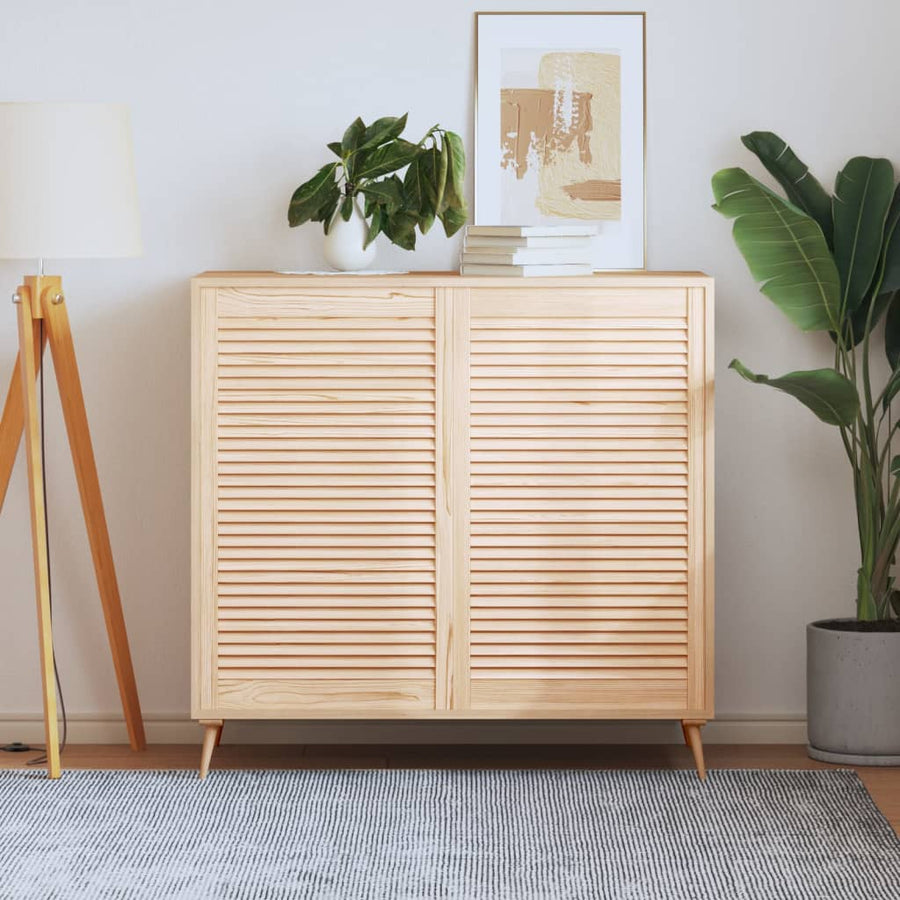 Kastdeuren met lamellen 2 st 99,3x59,4 cm massief grenenhout 2 99.3 x 59.4 cm Naturel