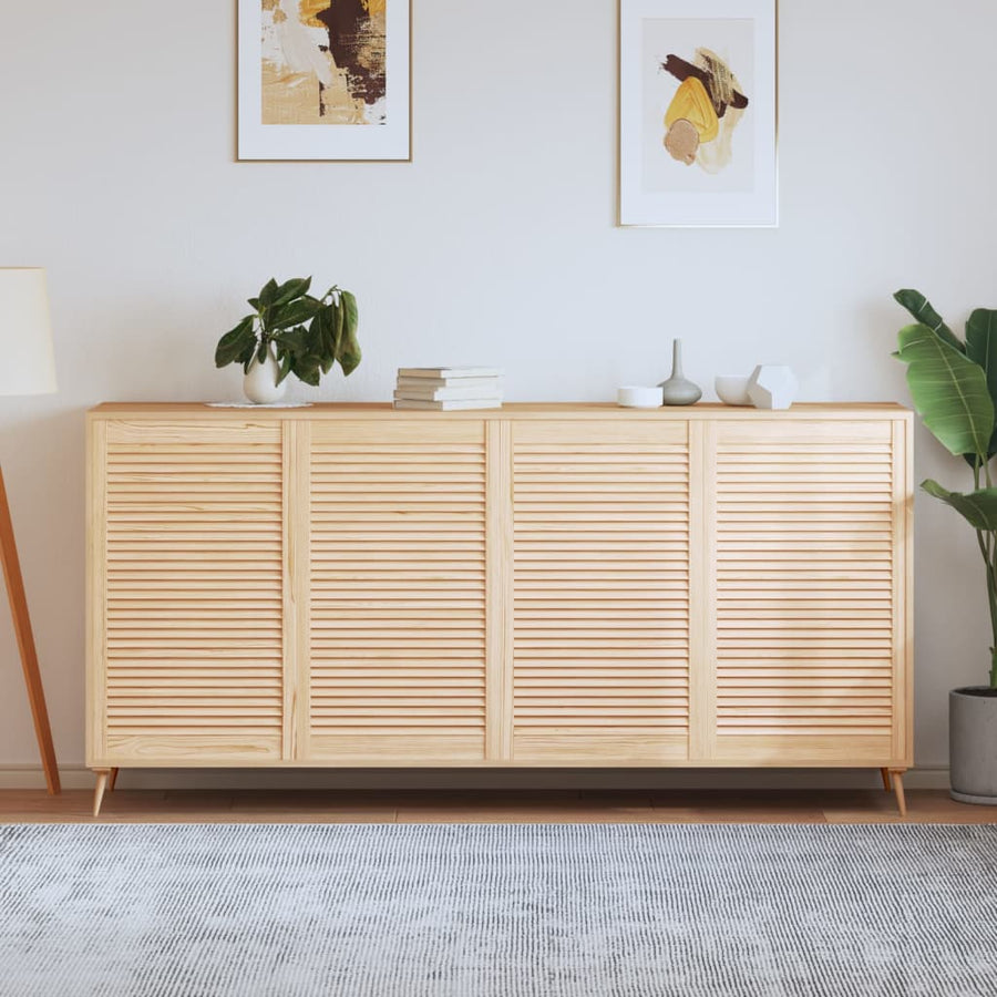 Kastdeuren met lamellen 4 st 99,3x59,4 cm massief grenenhout 99.3 x 59.4 cm Naturel