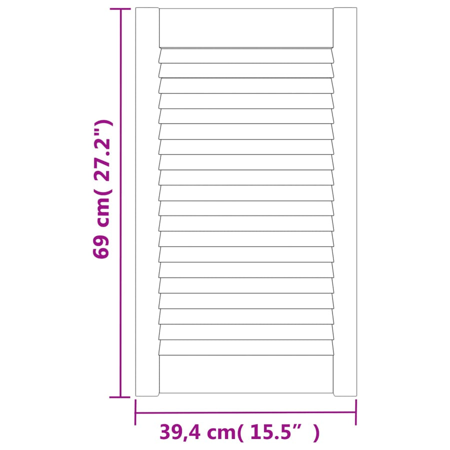 Kastdeuren met lamellen 2 st 69x39,4 cm massief grenenhout wit 2 69 x 39.4 cm Wit