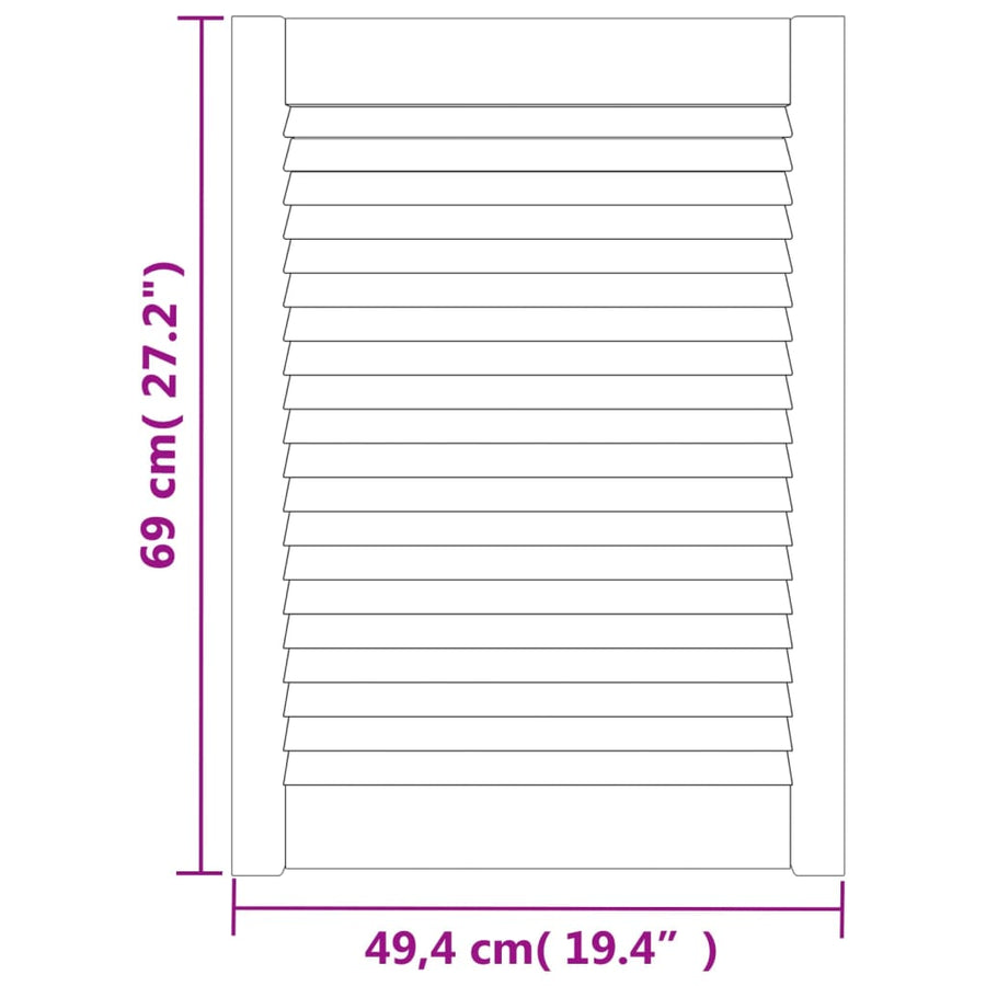 Kastdeur met lamellen 69x49,4 cm massief grenenhout wit 1 69 x 49.4 cm Wit