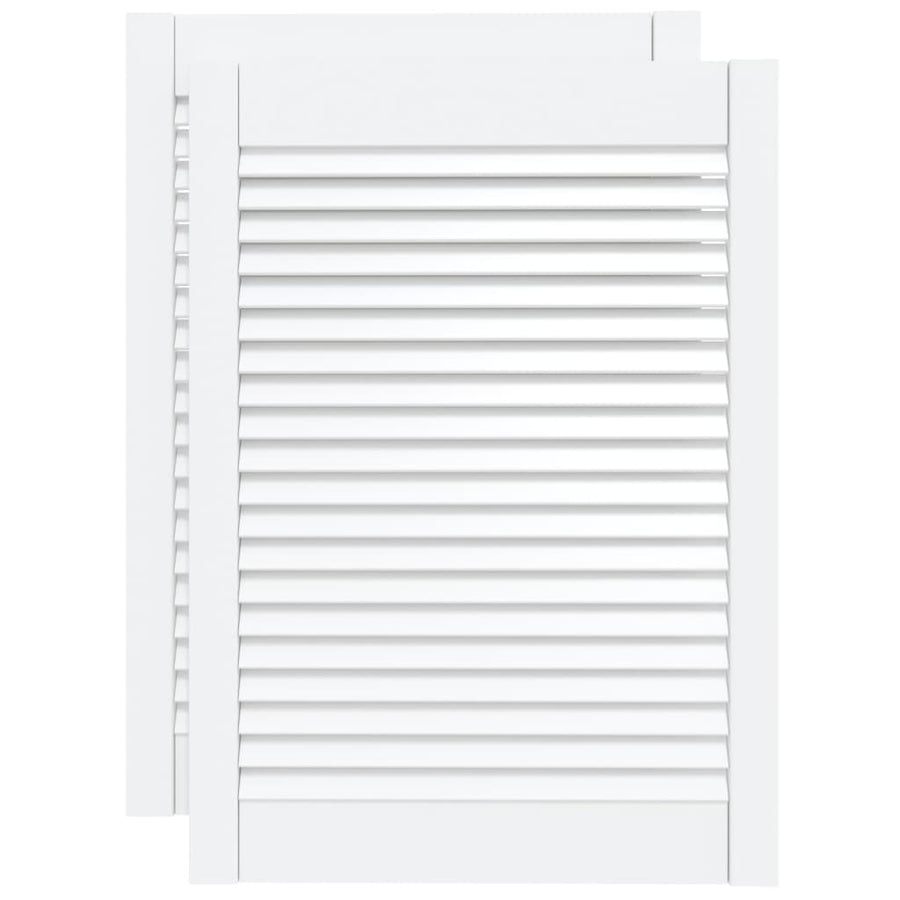 Kastdeuren met lamellen 2 st 69x49,4 cm massief grenenhout wit 2 69 x 49.4 cm Wit