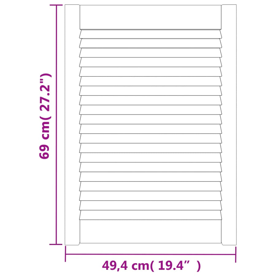 Kastdeuren met lamellen 2 st 69x49,4 cm massief grenenhout wit 2 69 x 49.4 cm Wit