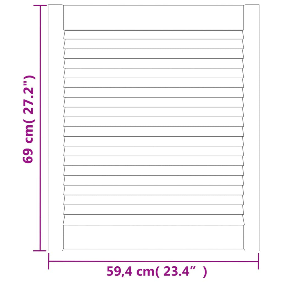 Kastdeuren met lamellen 4 st 69x59,4 cm massief grenenhout wit 69 x 59.4 cm Wit