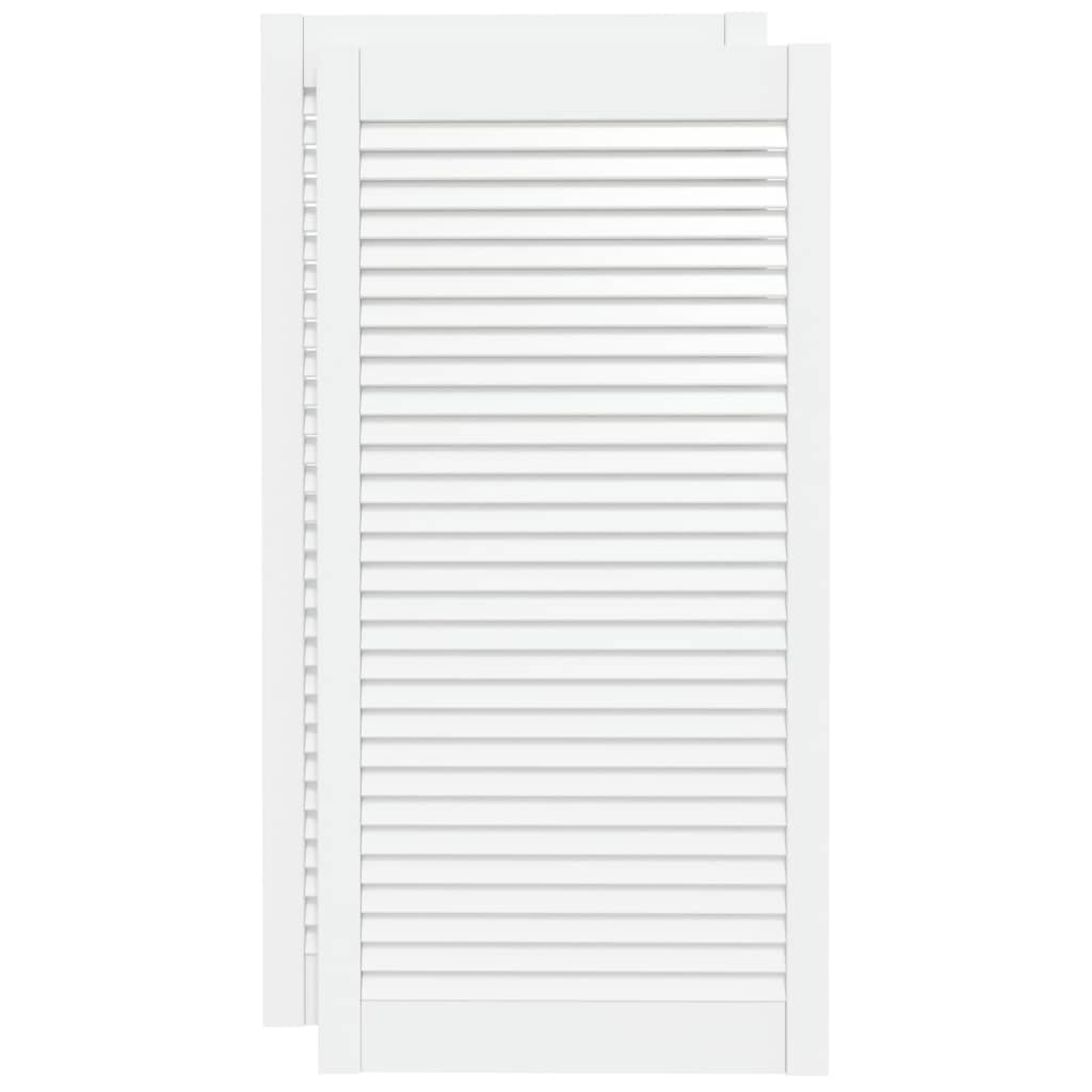 Kastdeuren met lamellen 2 st 99,3x49,4 cm grenenhout wit 2 99.3 x 49.4 cm Wit