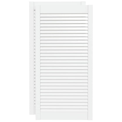 Kastdeuren met lamellen 2 st 99,3x49,4 cm grenenhout wit 2 99.3 x 49.4 cm Wit