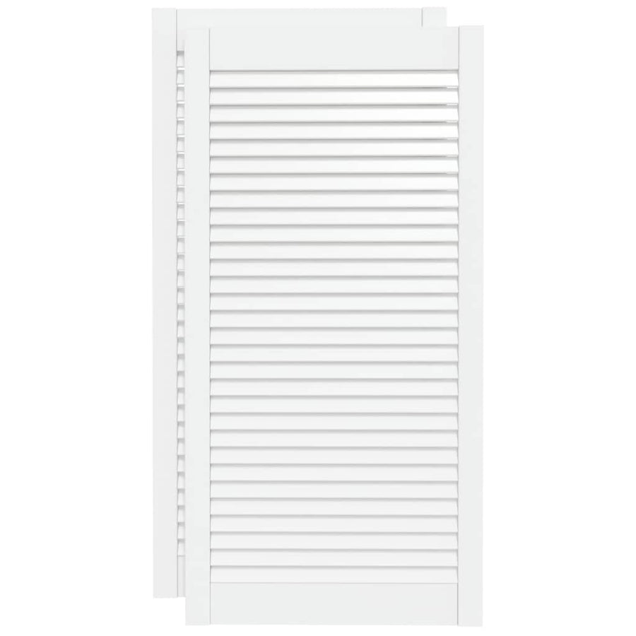 Kastdeuren met lamellen 2 st 99,3x49,4 cm grenenhout wit 2 99.3 x 49.4 cm Wit