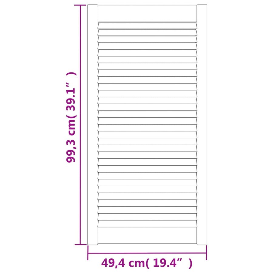 Kastdeuren met lamellen 2 st 99,3x49,4 cm grenenhout wit 2 99.3 x 49.4 cm Wit
